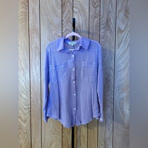 Davi & Dani Lavender Mesh Button Down Shirt Size Small